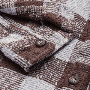 Men's Brown Relaxed Fit Checked Resort Wear Shirt