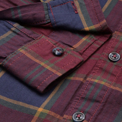 Men's Red Slim Fit Checked Casual Shirt