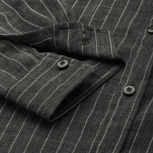 Men's Charcoal Slim Fit Striped Casual Shirt