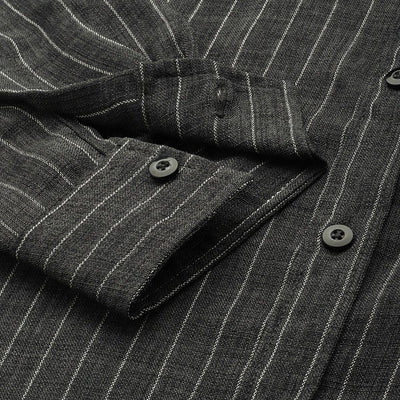 Men's Charcoal Slim Fit Striped Casual Shirt
