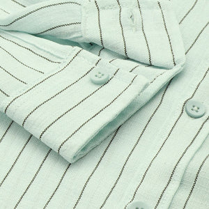 Men's Green Slim Fit Striped Casual Shirt