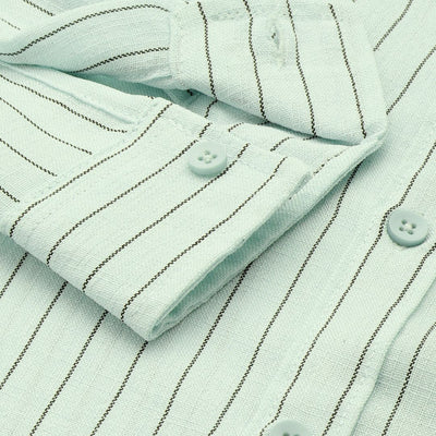 Men's Green Slim Fit Striped Casual Shirt
