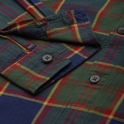Men's Green Slim Fit Checked Casual Shirt