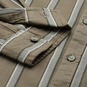 Men's Green Slim Fit Striped Casual Shirt