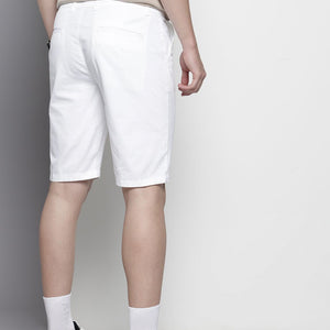 Men's White Regular Fit Solid Chino Shorts