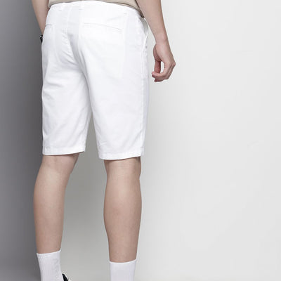 Men's White Regular Fit Solid Chino Shorts