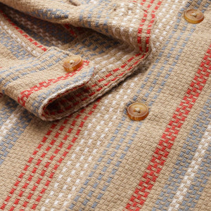 Men's Brown Relaxed Fit Striped Resort Wear Shirt