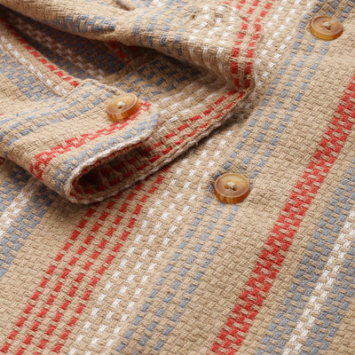 Men's Brown Relaxed Fit Striped Resort Wear Shirt