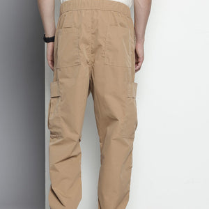 Men's Khaki Tapered Fit Textured Cargos