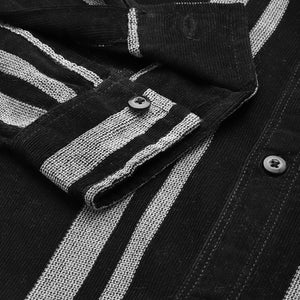 Men's Black Regular Fit Striped Casual Overshirt