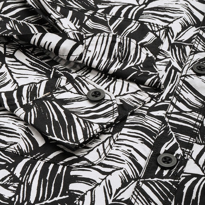 Men's Black Regular Fit Abstract Print Casual Overshirt