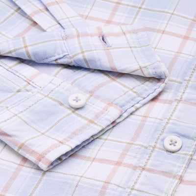 Men's Blue Slim Fit Checked Casual Shirt
