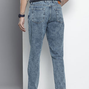 Men's Blue Dad Fit Solid Jeans