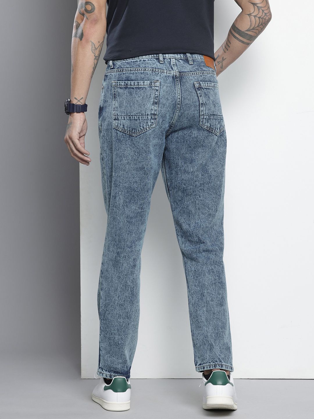 Men's Blue Dad Fit Solid Jeans