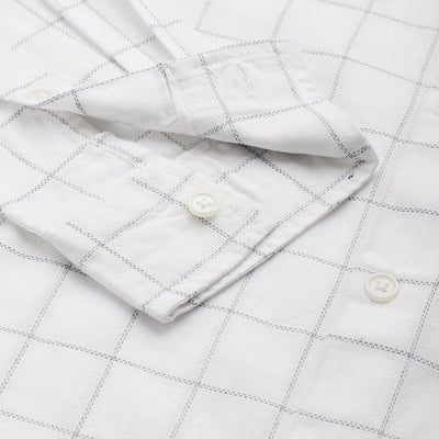Men's White Slim Fit Checked Party Wear Shirt