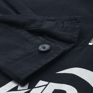Men's Navy Blue Regular Fit Graphic Print Street Wear Overshirt