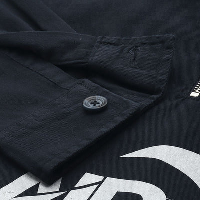 Men's Navy Blue Regular Fit Graphic Print Street Wear Overshirt