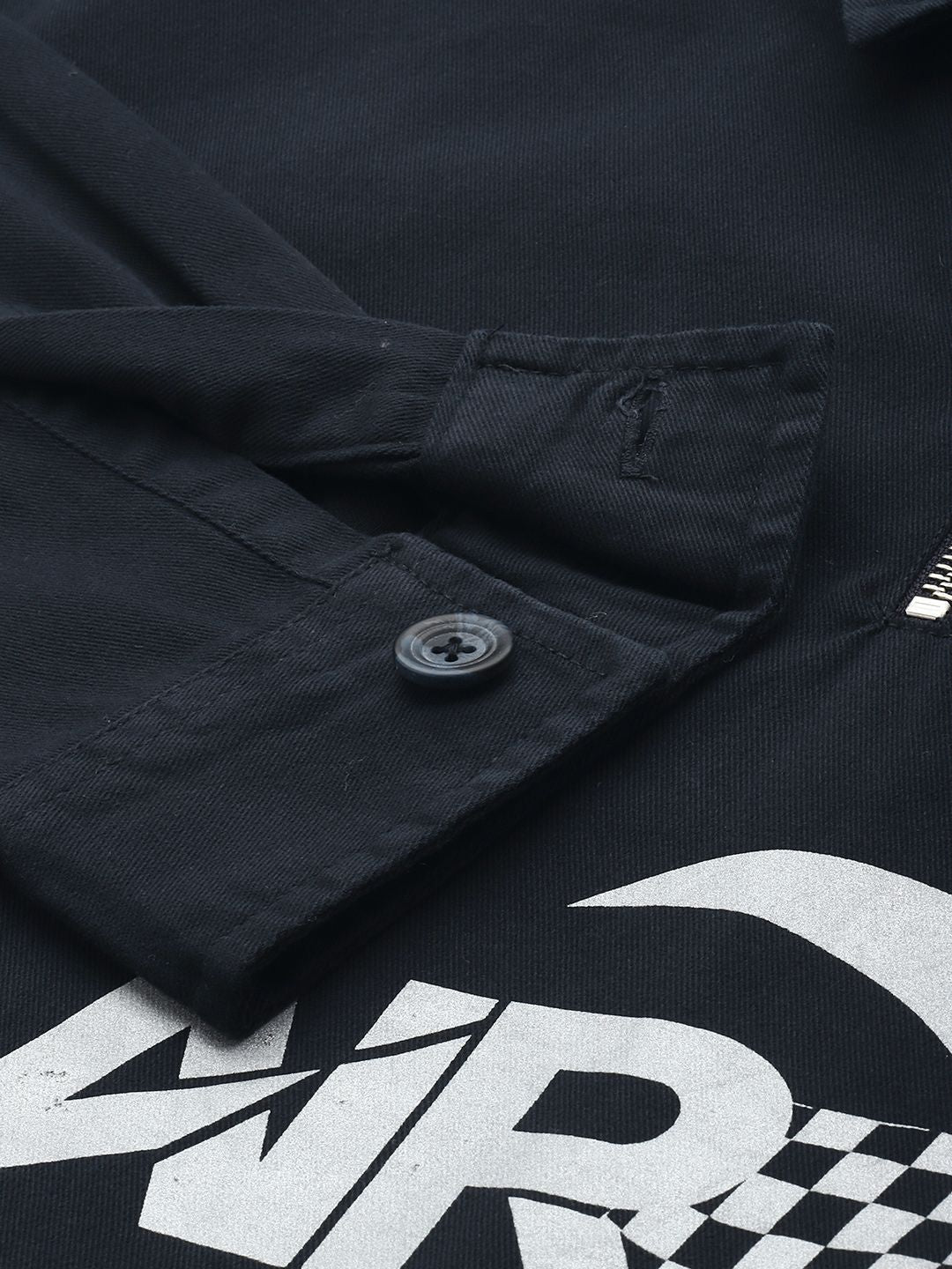 Men's Navy Blue Regular Fit Graphic Print Street Wear Overshirt