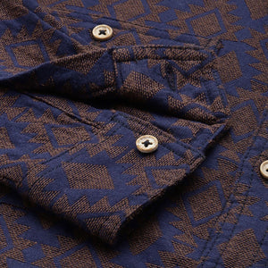 Men's Navy Blue Relaxed Fit Textured Resort Wear Shirt