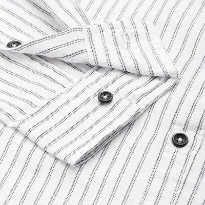 Men's White Slim Fit Striped Casual Shirt