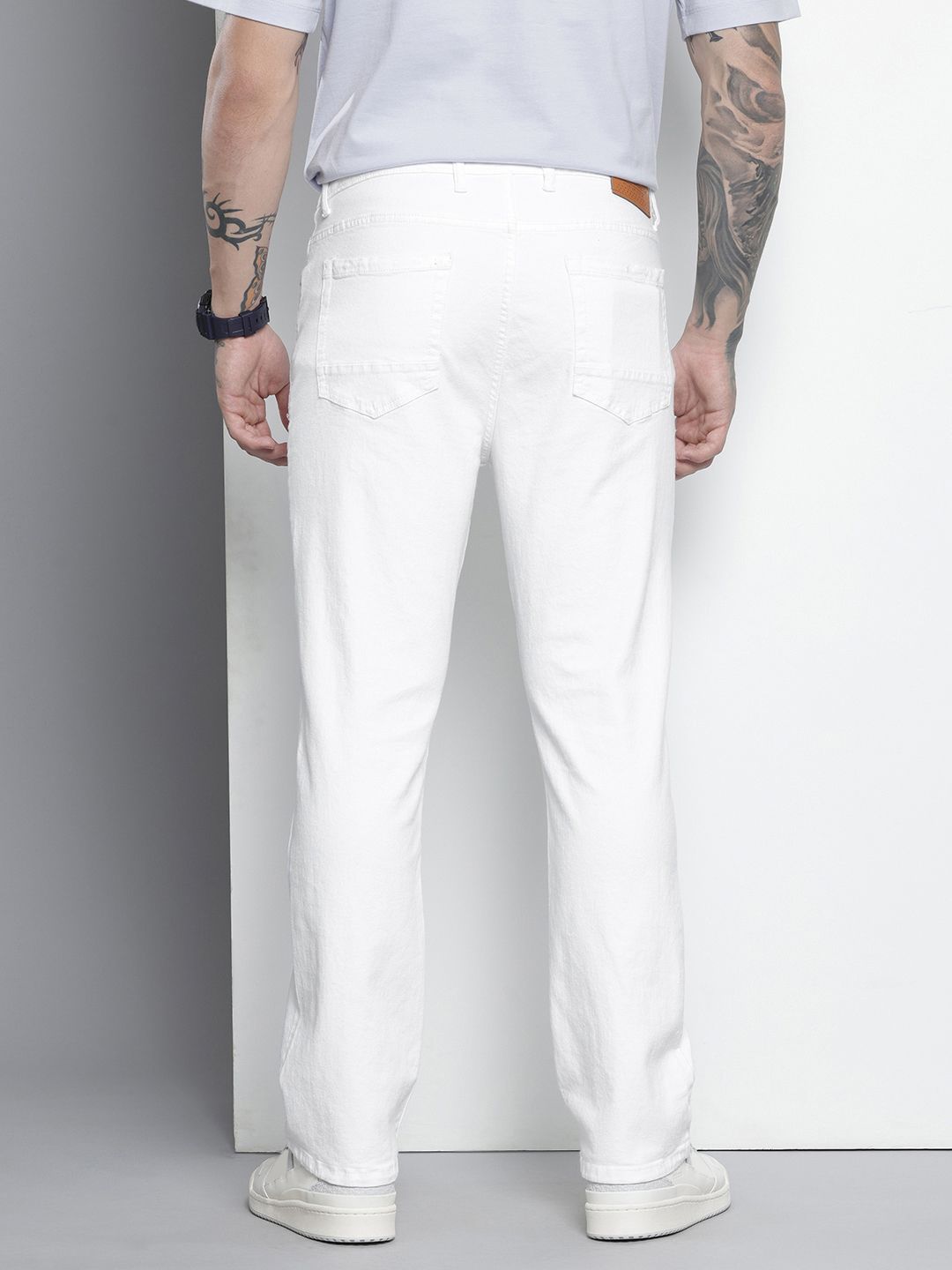Men's White Bootcut Solid Stretchable Jeans
