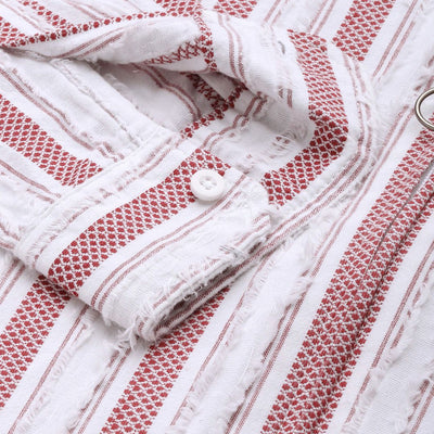Men's Maroon Relaxed Fit Striped Resort Wear Shirt