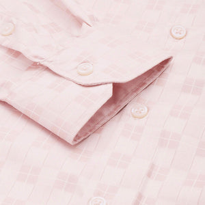 Men's Peach Slim Fit Checked Formal Shirt