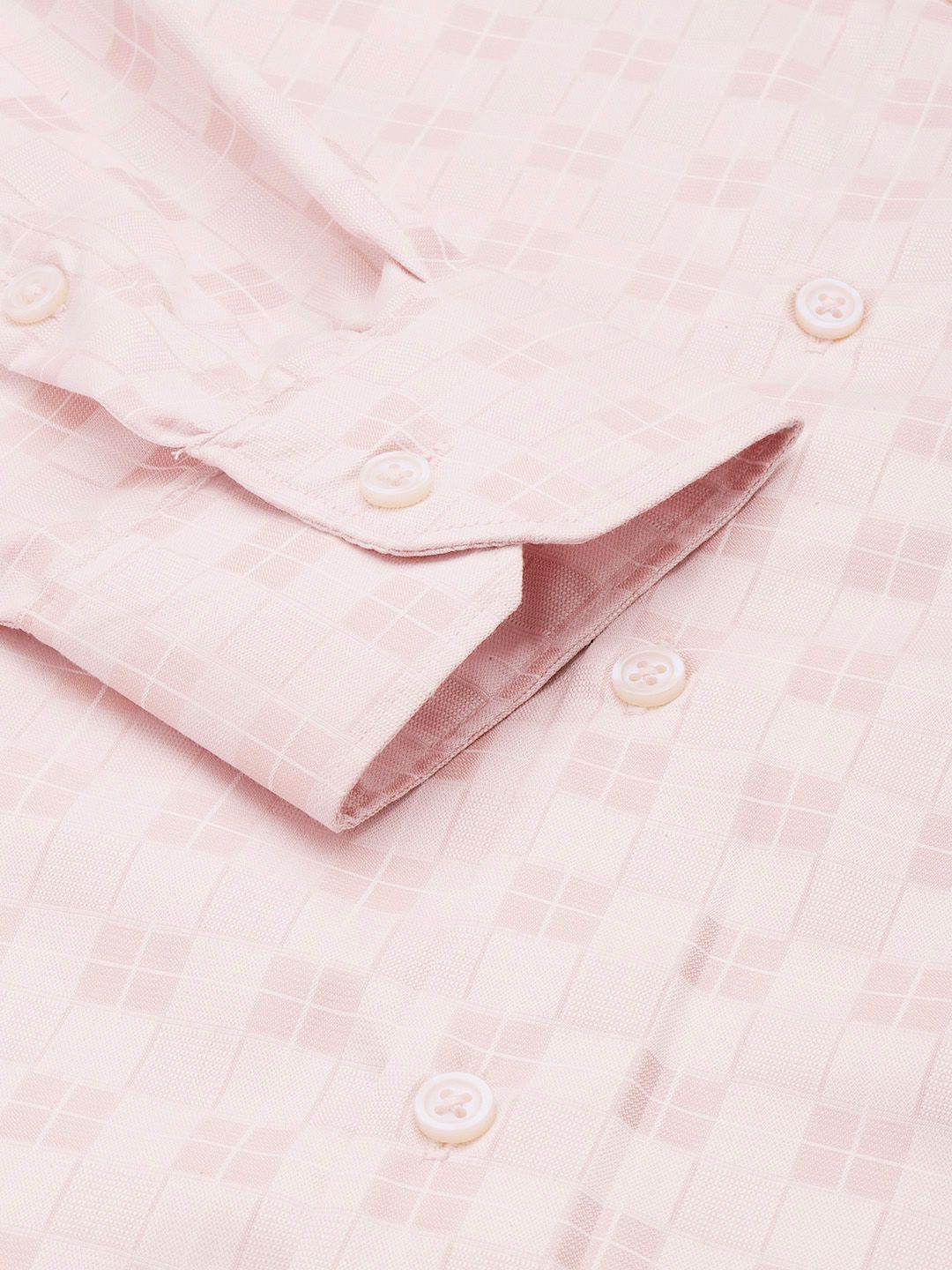 Men's Peach Slim Fit Checked Formal Shirt