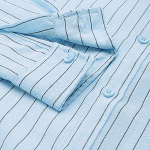 Men's Blue Slim Fit Striped Casual Shirt