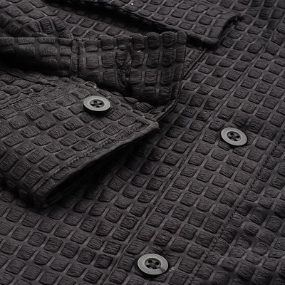 Men's Black Regular Fit Textured Resort Wear Shirt