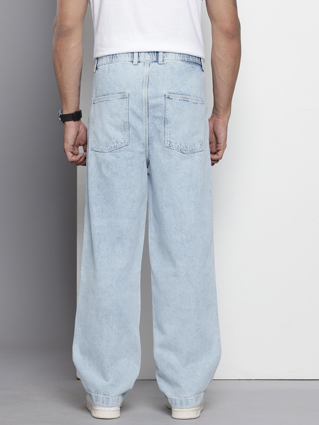 Men's Blue Relaxed Fit Solid Denim Joggers