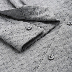 Men's Grey Relaxed Fit Solid Resort Wear Shirt