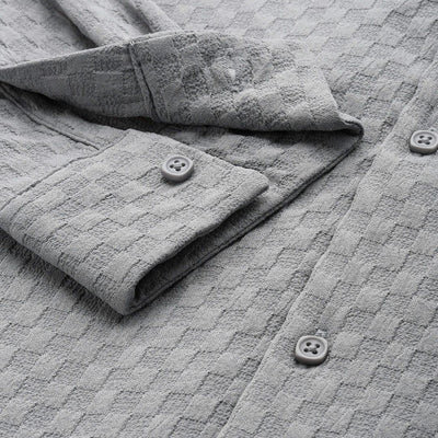 Men's Grey Relaxed Fit Solid Resort Wear Shirt