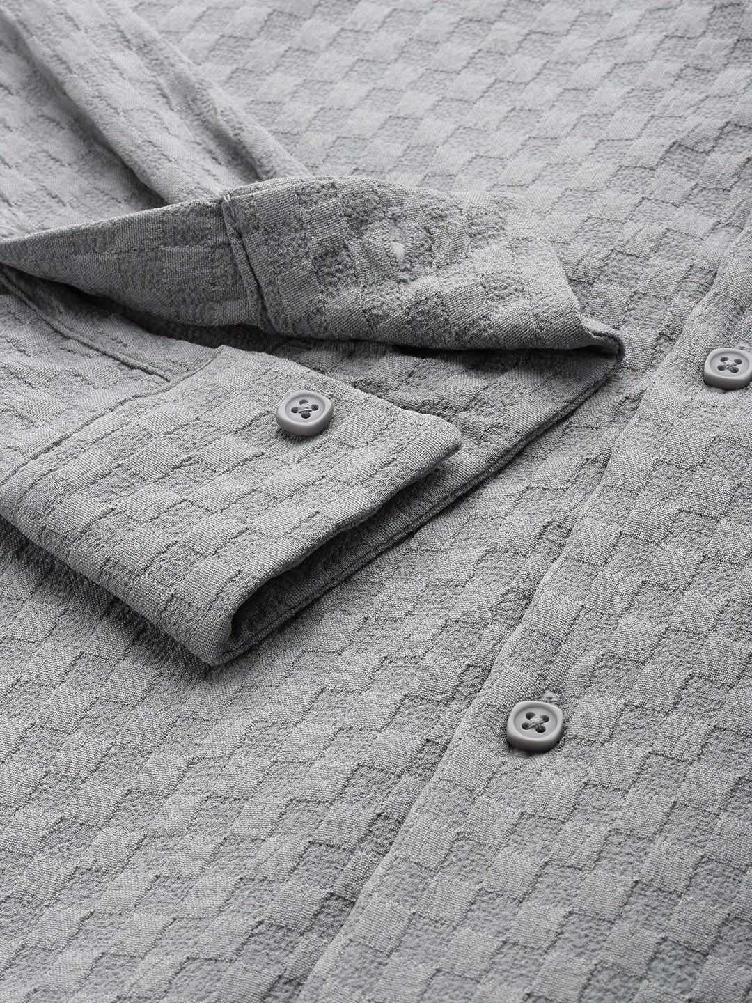Men's Grey Relaxed Fit Solid Resort Wear Shirt