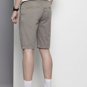 Men's Grey Regular Fit Solid Chino Shorts