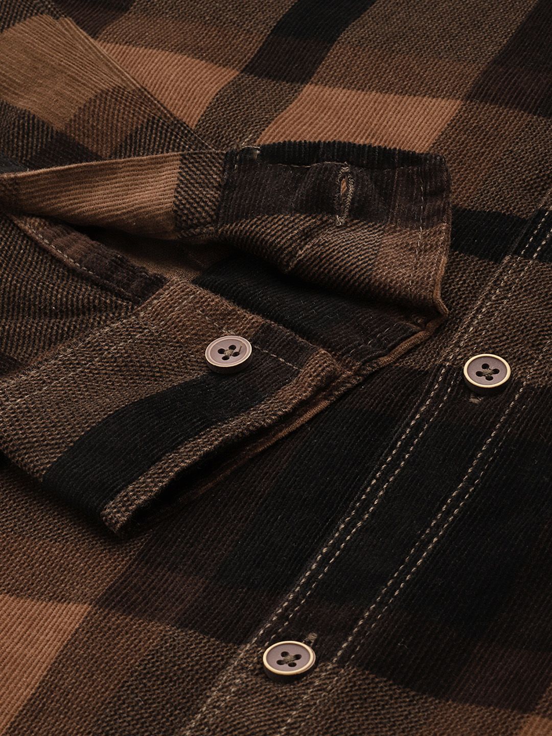Men's Brown Regular Fit Checked Casual Shirt