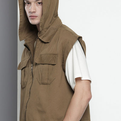 Men's Olive Oversized Solid Street Wear Shirt