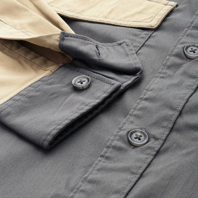 Men's Grey Regular Fit Solid Street Wear Shirt