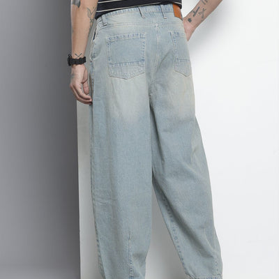 Men's Blue Relaxed Fit Solid Jeans