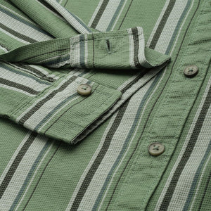Men's Green Slim Fit Striped Casual Shirt