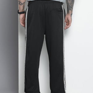 Men's Black Relaxed Fit Printed Wide Leg Joggers