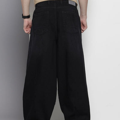 Men's Black Relaxed Fit Solid Jeans