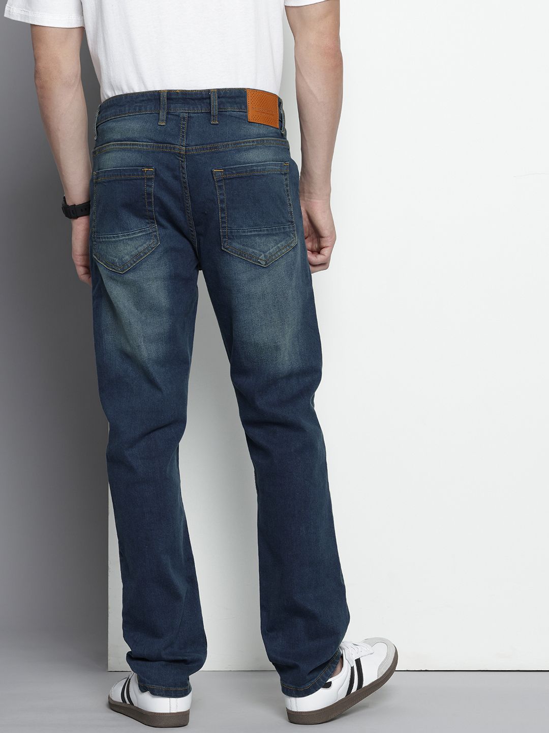 Men's Blue Slim Straight Fit Solid Jeans