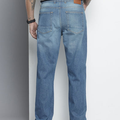 Men's Blue Straight Fit Solid Jeans