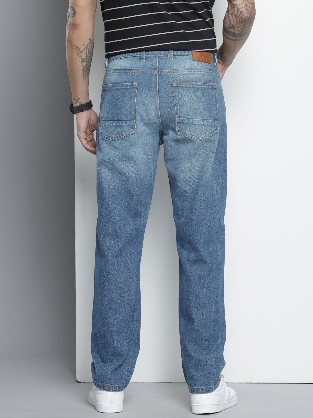Men's Blue Straight Fit Solid Jeans