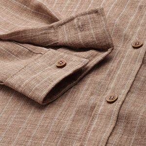 Men's Brown Slim Fit Striped Casual Shirt