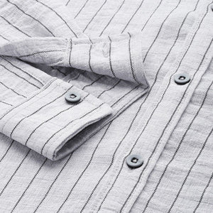 Men's Grey Slim Fit Striped Casual Shirt