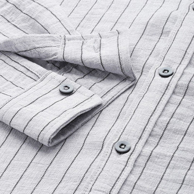 Men's Grey Slim Fit Striped Casual Shirt