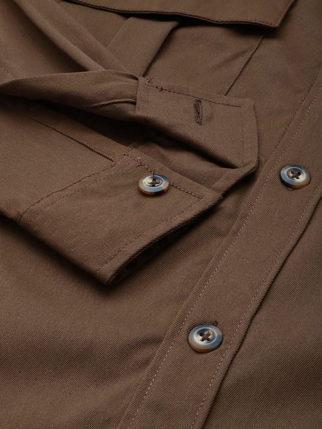 Men's Brown Regular Fit Solid Street Wear Shirt