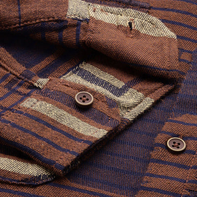 Men's Brown Relaxed Fit Geometric Resort Wear Shirt